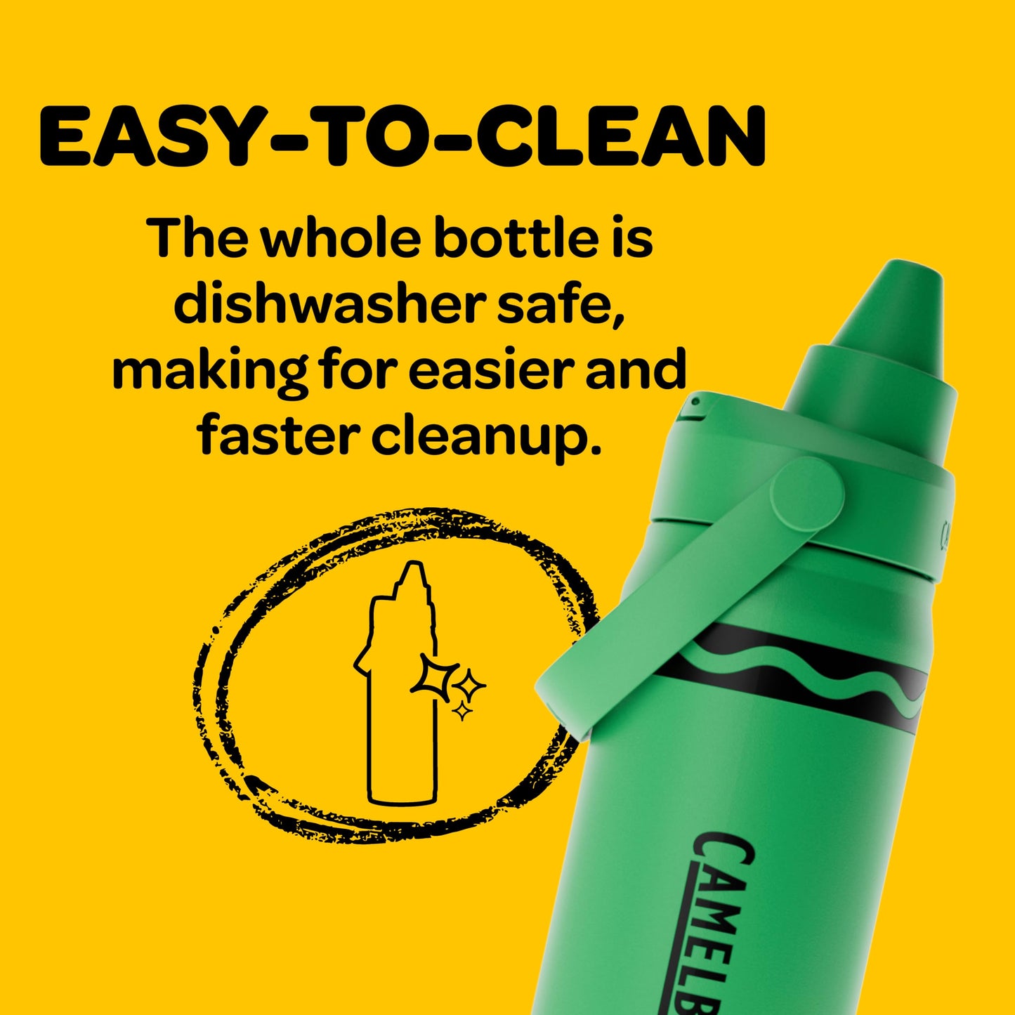 CamelBak Crayola Chug Insulated Stainless Steel Water Bottle, Cold Retention Design with Spill Resistant Chug Lid for Everyday Hydration, 16oz, Cherry Red