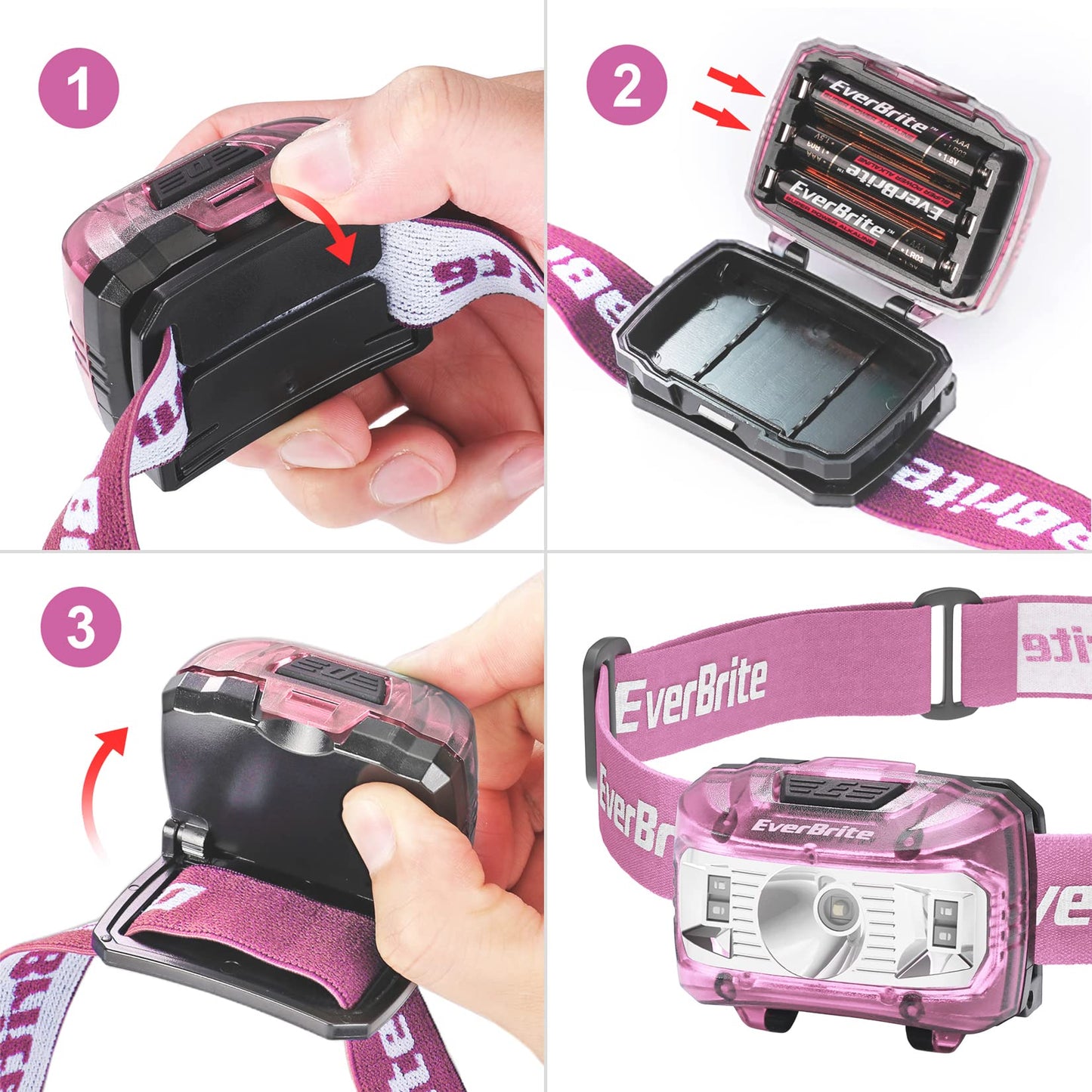 EverBrite Headlamp, 2 Pack Kids Headlamp with Red Light and Memory Function, Head Lamp for Adults and Kids with 5 Modes, Bright Headlamps for Camping, Running, Christmas Gifts, Batteries Included