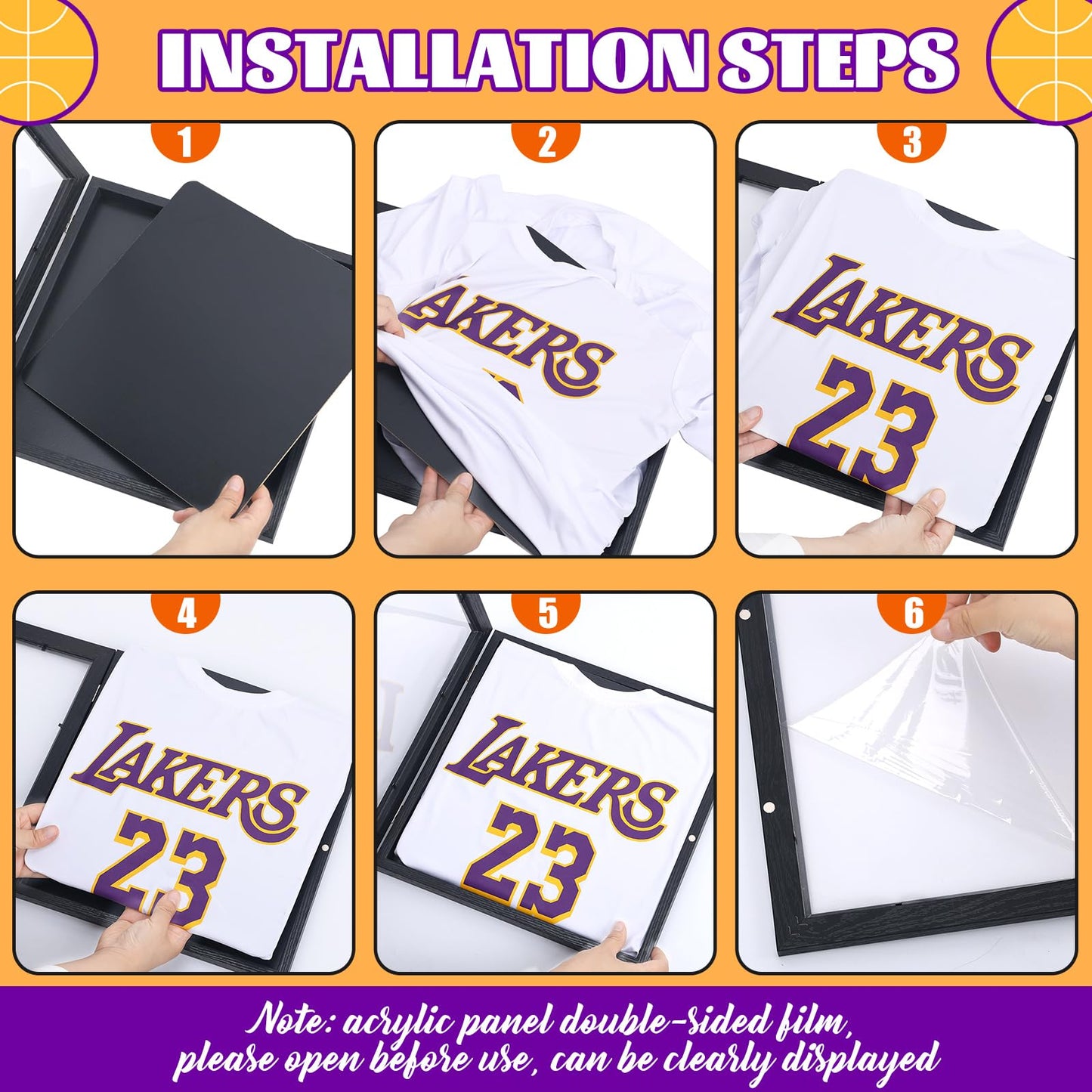 HyqehrtYazc 13" x 13" T Shirt Frames for Wall Display, Jersey Frame Display Case with UV Protection Acrylic, Wood Shadow Box Frame Depth of 1", Display Case for T Shirts, Jerseys, Memorabilia