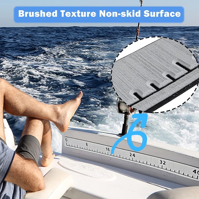 40in Fish Ruler for Boat with Self-Adhesive Backing – EVA Foam Measuring Board (Light Grey)