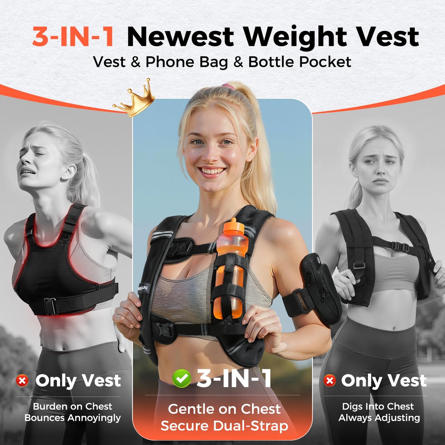 FEIERDUN Weighted Vest (Black-8lb)