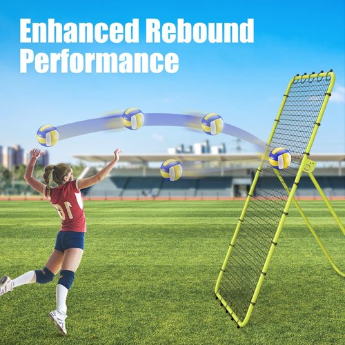 CHAOBING 7x4 FT Volleyball Rebounder Net, 5-Angle Adjustable with Steel Frame & High-Tension PE Netting, for Lacrosse, Baseball, Soccer Practice Perfect for Setting, Spiking, and Bumping (Green)