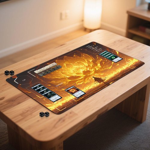 Zacknoble Premium for Magic The Gathering playmat - 24x14 TCG playmat with Storage Bag & 16-Piece dice Set, Perfect MTG mat for Card Games (Fire Lotus)