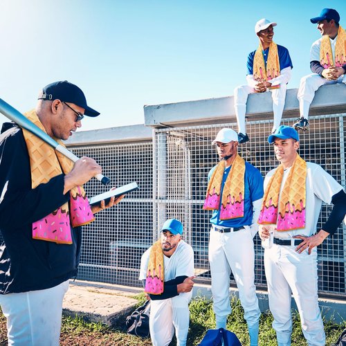 Peryiter 12 Pcs Ice Cream Baseball Drip Cooling Towel 40" x 12" Microfiber Soft Lightweight Sport Cooling Towel for Baseball Team Gifts Events Yoga Running Gym Camping(Pink,40 x 12 Inch)