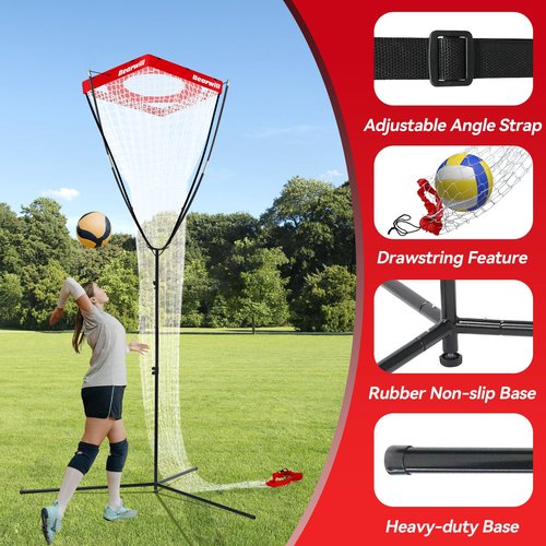 Volleyball Setter Trainer Net，Volleyball Training Equipment Adjustable Angle Height 8-13 FT Setter Net，Indoor Outdoor Volleyball Practice Net System for Serving, Spiking and Setting