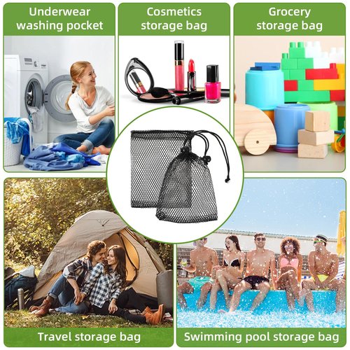 QFGasre 10PCS Small Mesh Bags Drawstring Bags with Cord Lock Mini Nylon Net Bag Small Gym Bag for Basketball Volleyball Football Golf Stuff Balls