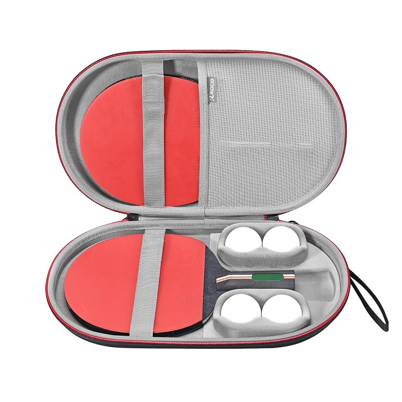 RLSOCO Black Ping Pong Paddle Case – Holds 2 Paddles & 4 Balls, Hexagon Cyber Shape
