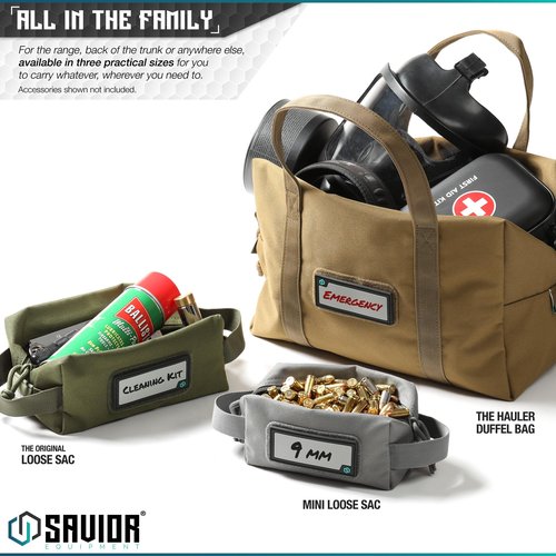 Savior Equipment Loose Sacs Mini 4-Pack Tactical Ammo Pouch Firearm Ammunition Carrier Bag, ID Patches Included, Black
