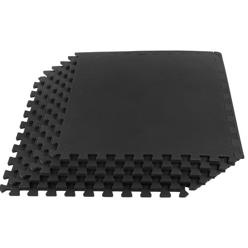 Interlocking EVA Foam Floor Tiles for Home Gym, Yoga Mat, Workout Equipment, or Child's Play Surface - Set of 6, (Black) by Stalwart