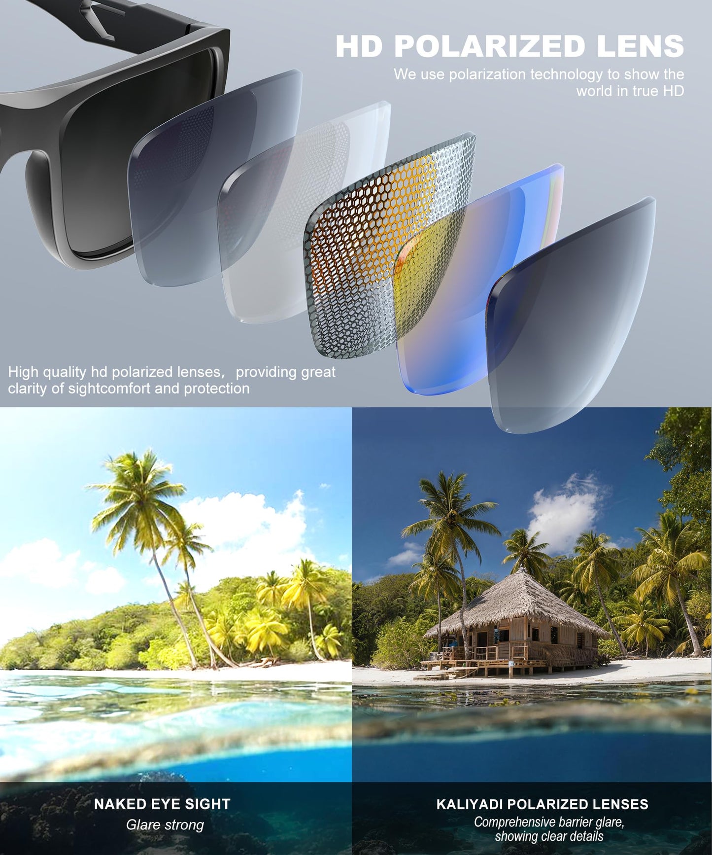 KALIYADI Polarized Sunglasses Men Sports-Sunglasses: Classic Sun Glasses for Driving, Fishing for Women with UV400 Protection