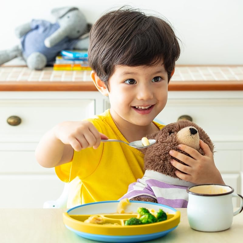 Omie Easy Scoop Toddler Plates with 2 Dividers - Blue (3 Plates + 2 Dividers) Variation: Blue