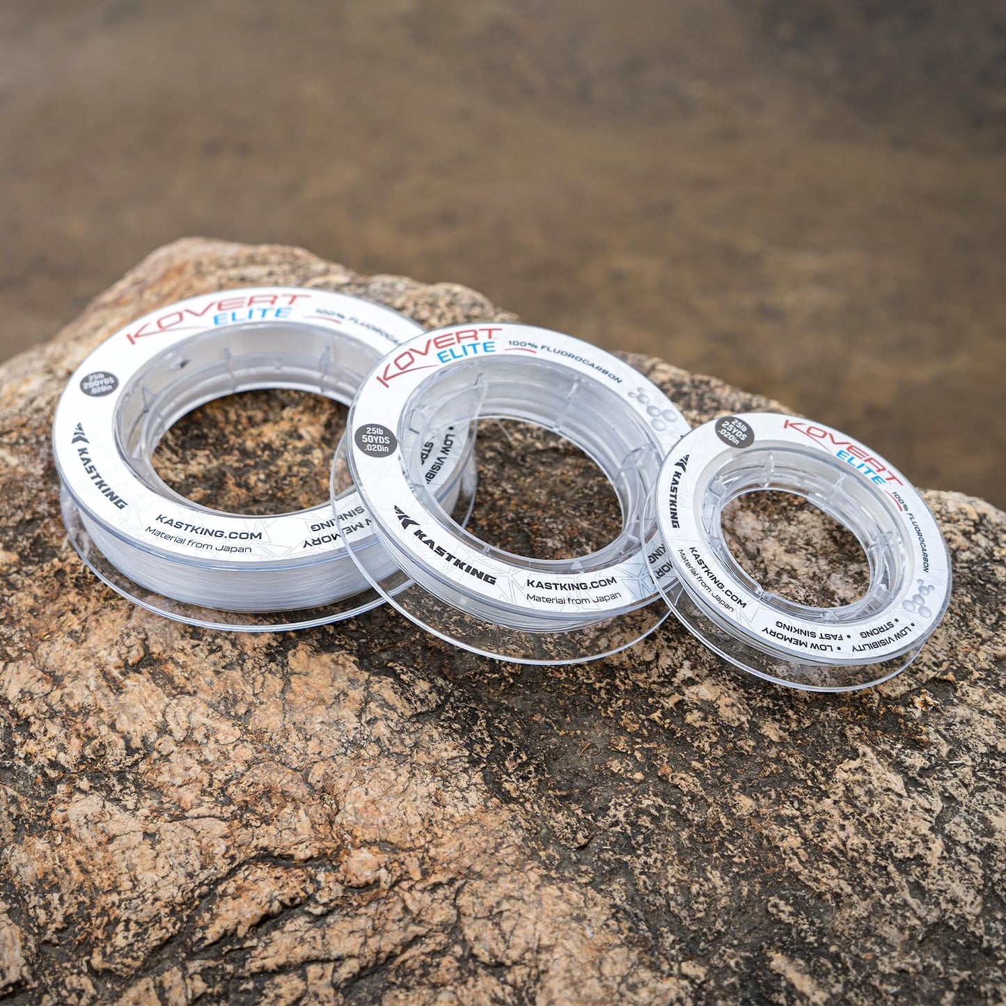 KastKing Kovert Elite 100% Fluorocarbon Fishing Line, Shock Resistant, High Clarity, Low Visibility, Highly Abrasion Resistant, Fast Sinking, Low Stretch, Low Light Refraction, Clear, 4LB, 25Yds