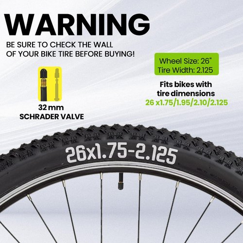 4 Pack Heavy Duty Bike Tubes for 26 x 1.75/1.95/2.10/2.125-32mm AV Valve - Thicker Butyl Rubber Bicycle Inner Tube for Mountain Road Cruisers City Bikes by PAKCHEF