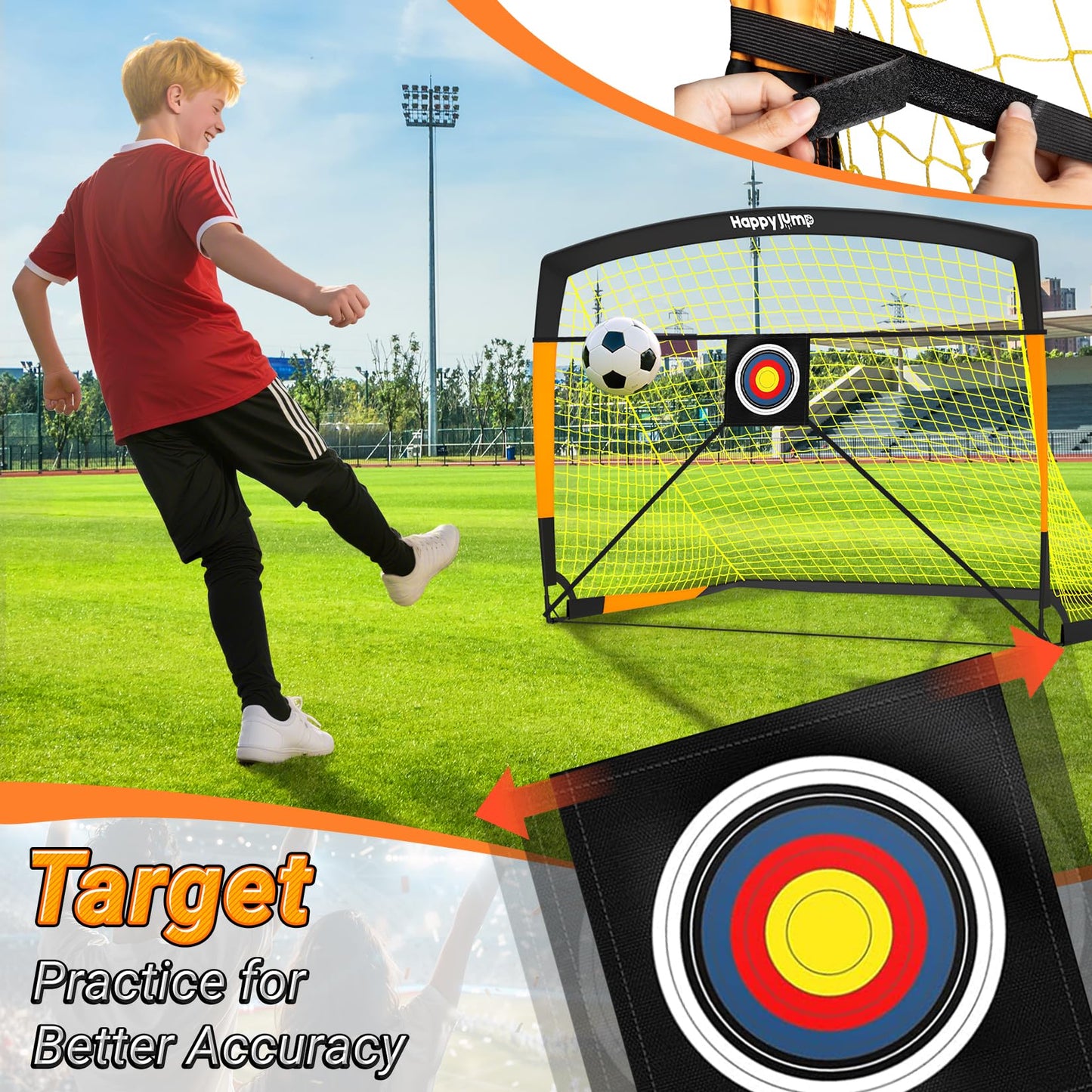 Happy Jump Soccer Goal Soccer Net for Kids Backyard 5x3.6ft, 2 Set