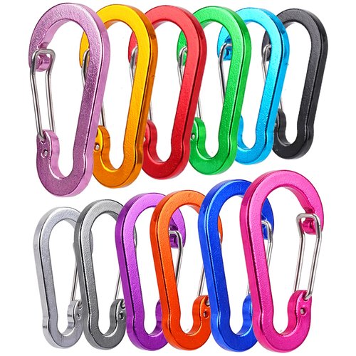 Aluminum Carabiner Clip - 12 Pcs, 2" Small Carabiner Keychain Clips, Multi-use D Ring Carabiner for Fishing, Camping, Hiking & Outdoor Sports.