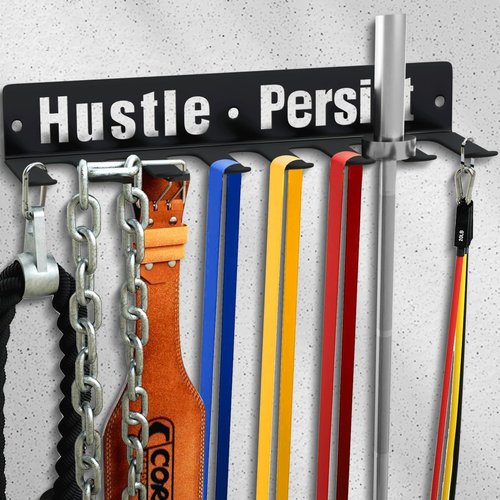 YEYINGZHUO Gym Equipment Wall Storage Rack, Multi-Purpose Home Gym Organizer, Wall-Mounted Barbell Hanger for Resistance Bands, Lifting Belts, Straps, Jump Ropes, Dumbbells, Chains, Weight Belts(Black)