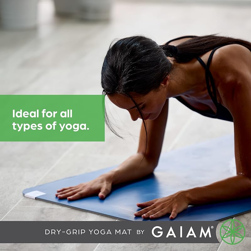 Gaiam Dry-Grip Yoga Mat 5mm Thick, XL Black