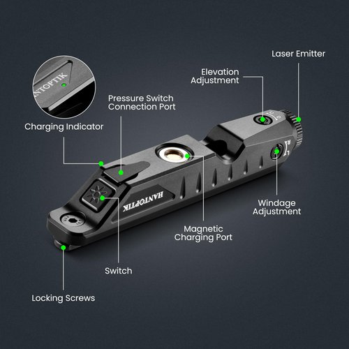 Hantoptik Green Tactical Laser Sight Compatible with M-Lok and Picatinny Rail,Increased a Remote Pressure Switch,IIIA Class Laser Output ≤5mw