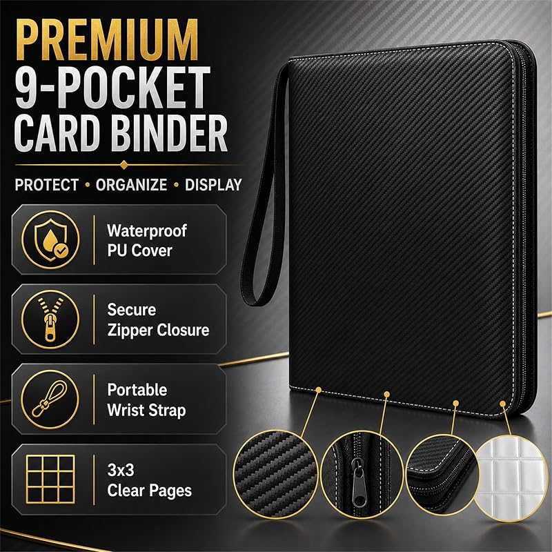 HBK Card Binder 900 Pockets - Black with 900 Card Capacity (Variation: Black+900 Pockets)