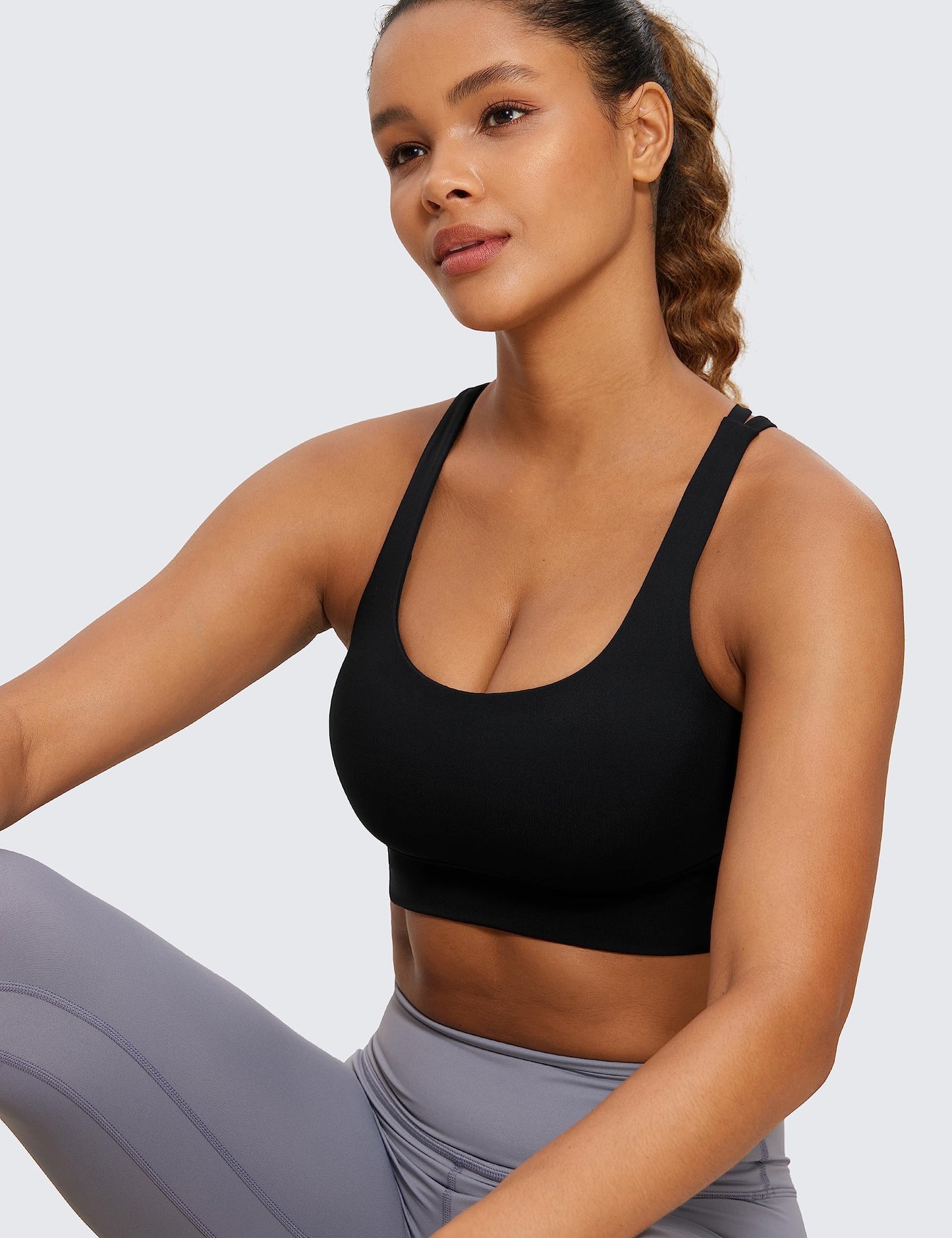 CRZ YOGA Naked Feeling Longline Sports Bras Black Medium