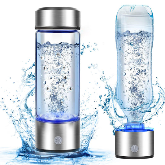 2025 New Hydrogen Water Bottle, 2200PPB in 3Min, SPE PEM Tech, Portable 16OZ, Rechargeable Hydrogen Water Bottle for Travel, Home, Office – Gift for Family & Friends (Light Gray)