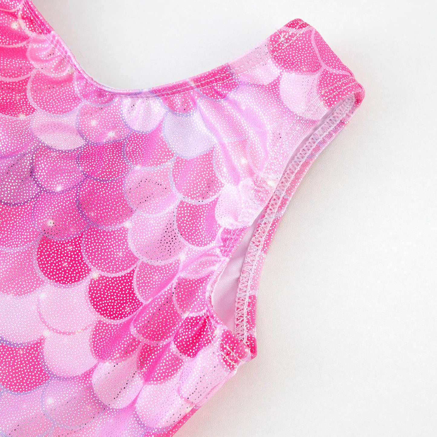 HOZIY Girls Gymnastics Leotards 5t Size 5-6 Years Kids Tumbling Outfit Biketard Dance Clothes with Shorts Sparkly Shiny Glitter Sparkle Pink Mermaid