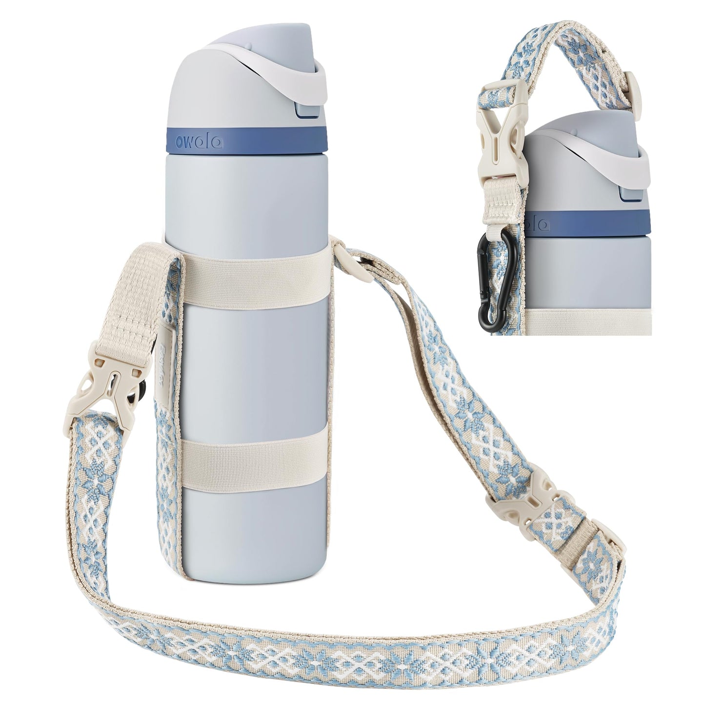 EasyAcc Water Bottle Holder Strap Sling, for Owala FreeSip 24 32 40 oz, Hydro Flask, Cirkul, Yeti, Stanley Flip, Universal Water Bottles, with Carabiner, for Walking Curise Travel (Bottle Excluded)