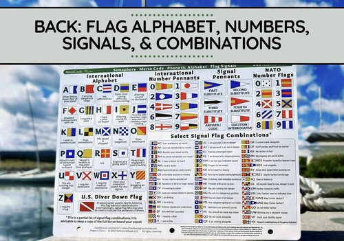 Nautical Flags and Codes Quick Reference Chart - Guide to Maritime Flag Signals, Morse Code, Phonetic Alphabet, and Flag Semaphore on 8.5" x 11" Waterproof Card - Perfect Sailing Book Companion