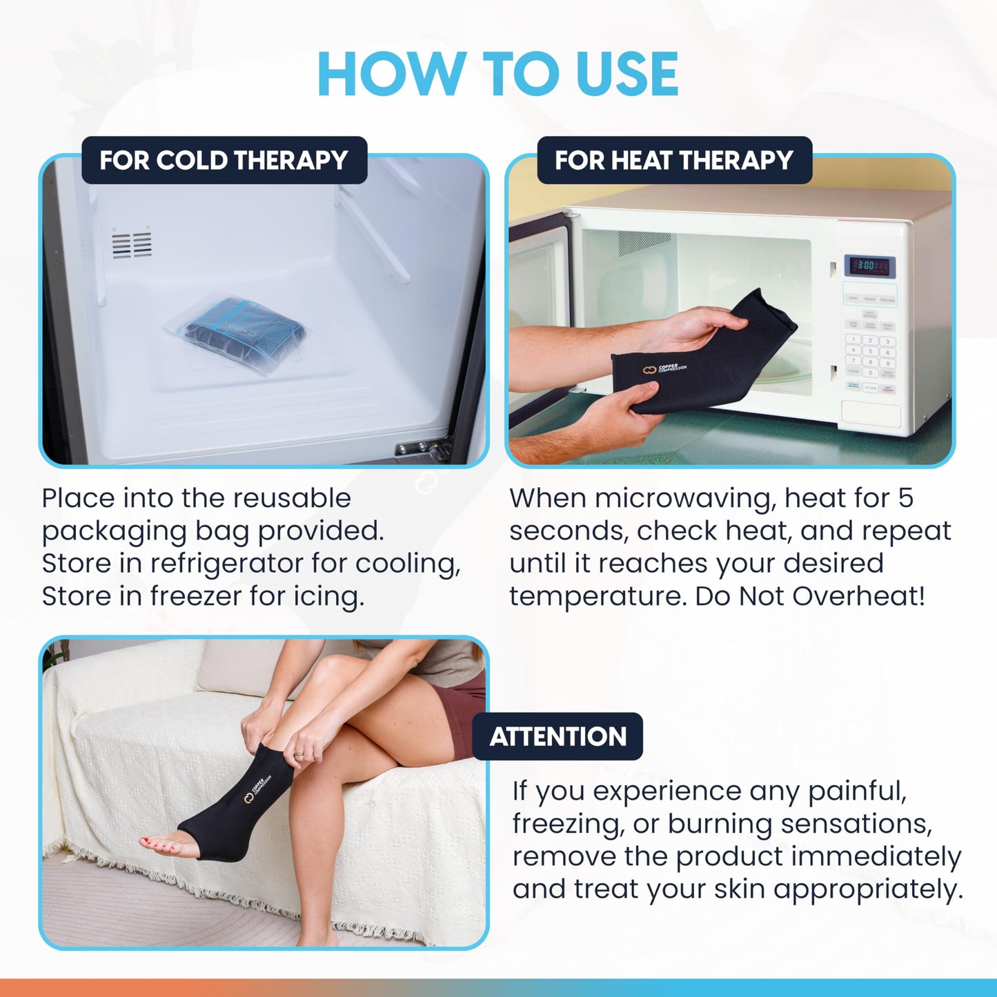 Copper Compression CopperFreeze Cryo Compression Sleeve for Knee, Tennis Elbow, Ankle Joints, Leg & Arm Muscles - Reusable Gel Ice Pack & Heat Wrap - Cold & Hot Pain Relief, Sprain, Injury - L/XL