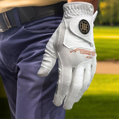 Copper Tech Adv 2.0 Golf Gloves Men Right Handed Golfer & Left Handed Golfer | Joint Support Copper Compression Mens Golf Glove | Tear Resistant Durability and Tacky Grip for Max Control