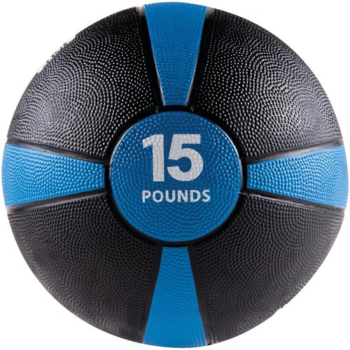 GoFit Medicine Ball, 15lbs, Black and Blue (GOFGFMB15)