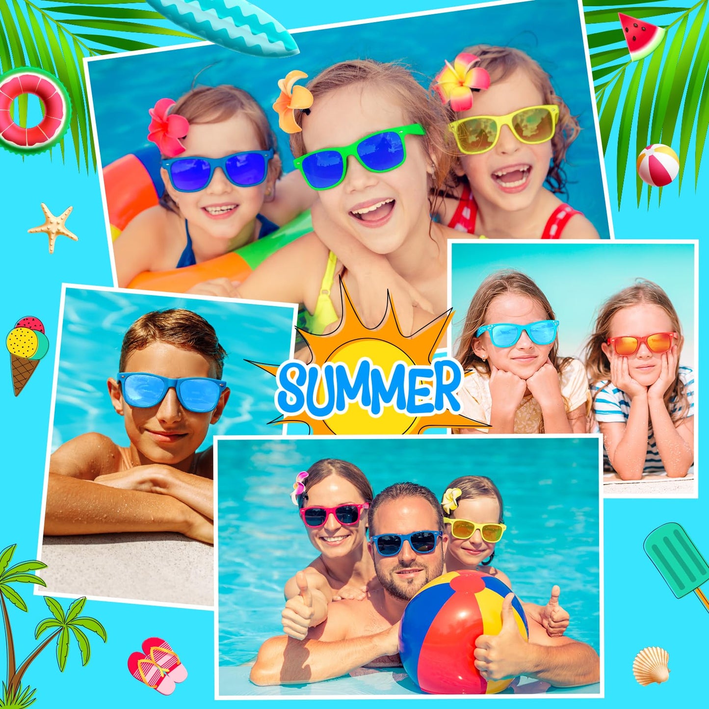BOUBONI 10/20/40 Pack Kids Sunglasses Bulk Retro Party Favors for Wedding Beach Summer Pool Party Supplies Goodie Stuffers (10, Gradient Colors)