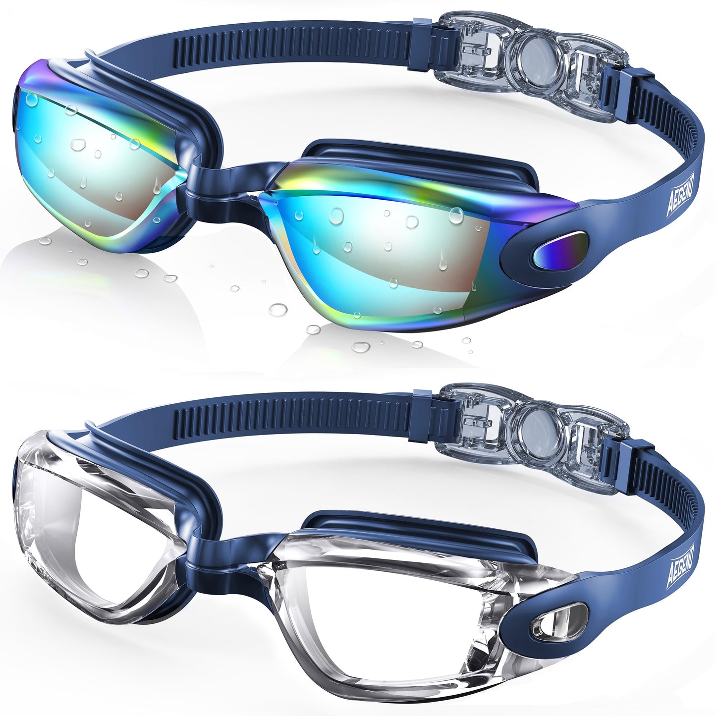 Aegend Swim Goggles 2 Pack for Adult Men Women No Leak with Storage Case