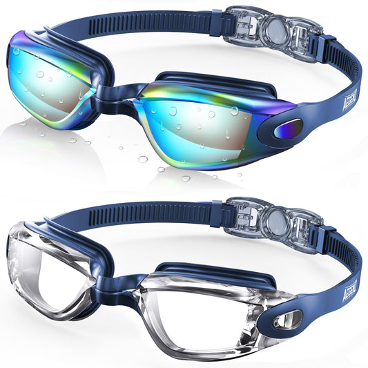 Aegend Swim Goggles 2 Pack for Adult Men Women No Leak with Storage Case
