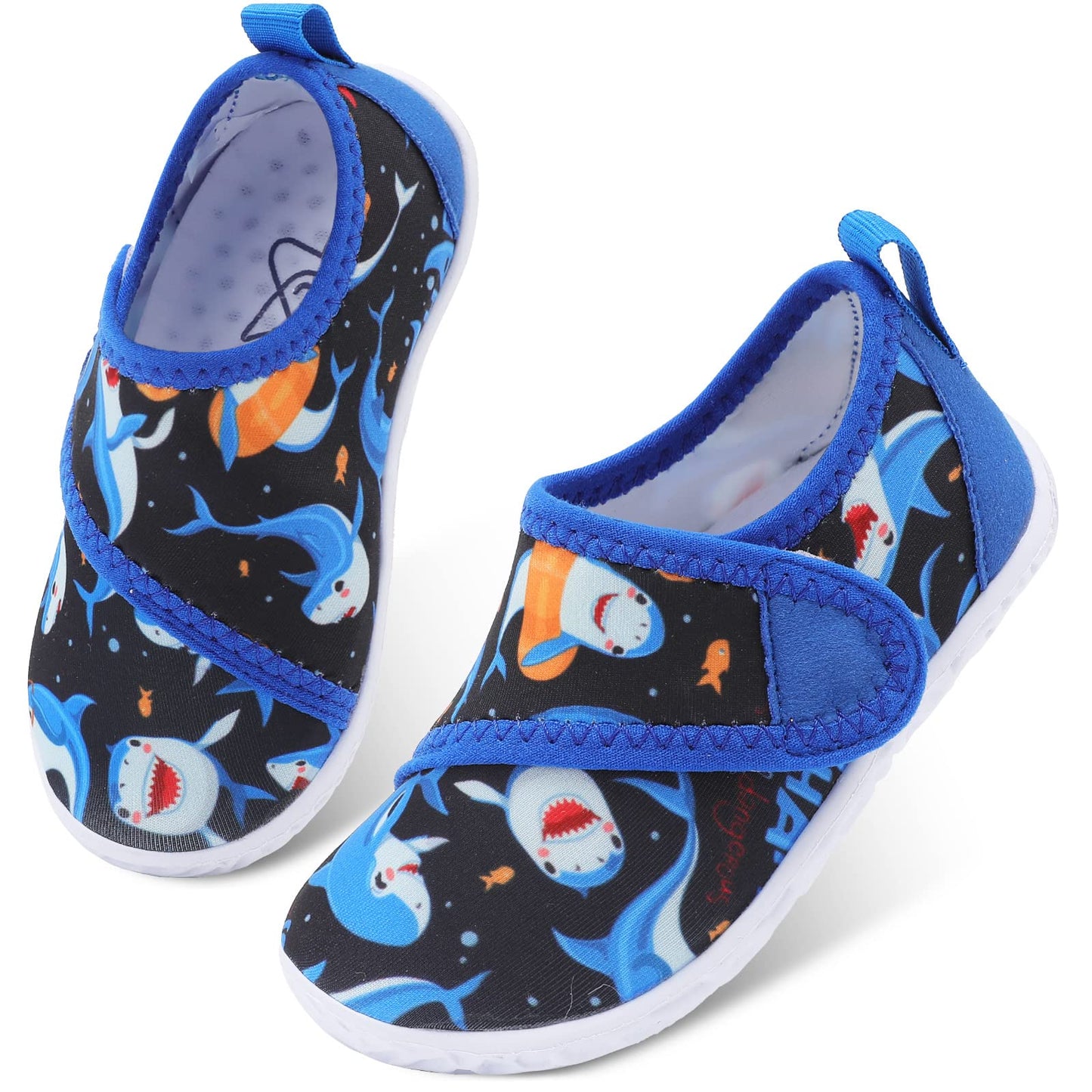 LeIsfIt Boys Girls Water Shoes Kids Aqua Socks Toddler Quick-Dry Swimming Shoes Non-Slip Summer Shoe for Beach Pool Surf, Blue Shark, 8 Toddler