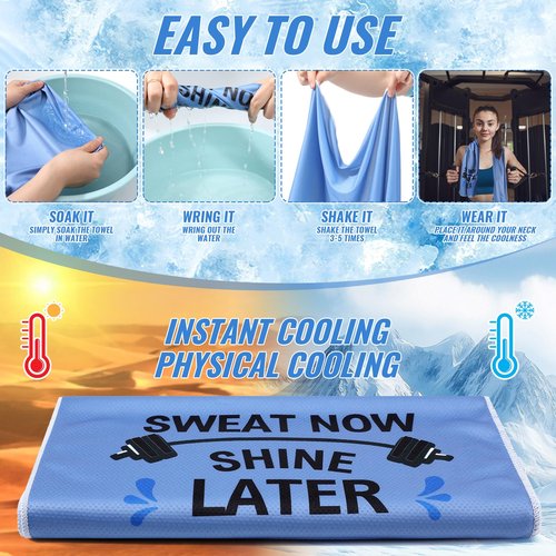 Peryiter 8 Pack Funny Workout Gym Cooling Towel Fitness Gifts for Women Men 40"x12" Microfiber Breathable Chilly Towels for Neck and Face, Novelty Summer Gifts for Workout Fitness Bodybuilding Lover