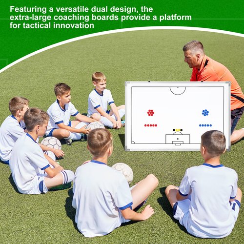 Lincia 35" x 24" Magnetic Soccer Coaching Whiteboard Large Double Sided Sport Coach Whiteboard Equipped with Magnetic Marker, Pen, Eraser and Carry Bag Soccer Football Tactical Presentation Clipboard
