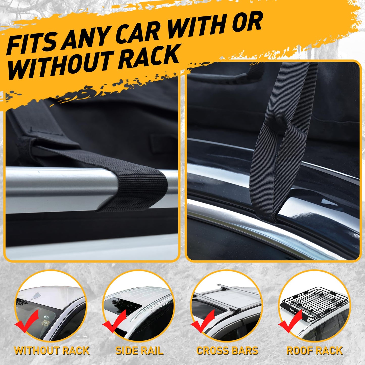 WILDROAD Rooftop Cargo Carrier - 25 Cubic Feet, 600D Ultra Anti-Tear Fabric, Waterproof Car Roof Bag with Soft-Shell, Anti-Slip Mat and 6 Door Hooks - Fits Cars with/Without Racks