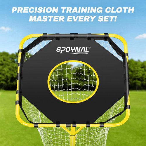 Volleyball Setter Training Net, Volleyball Training Equipment with 5 Adjustable Heights (4.6-10 FT), Serve Trainer Equipment with 7 Angles for Serving, Spiking & Setting Drills