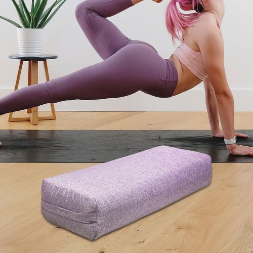 Vaveren Yoga Bolster Rectangular Pillow Multifunctional Yoga Prop for Legs Lightweight Professional Easy to Clean Cushion with Handle, Violet