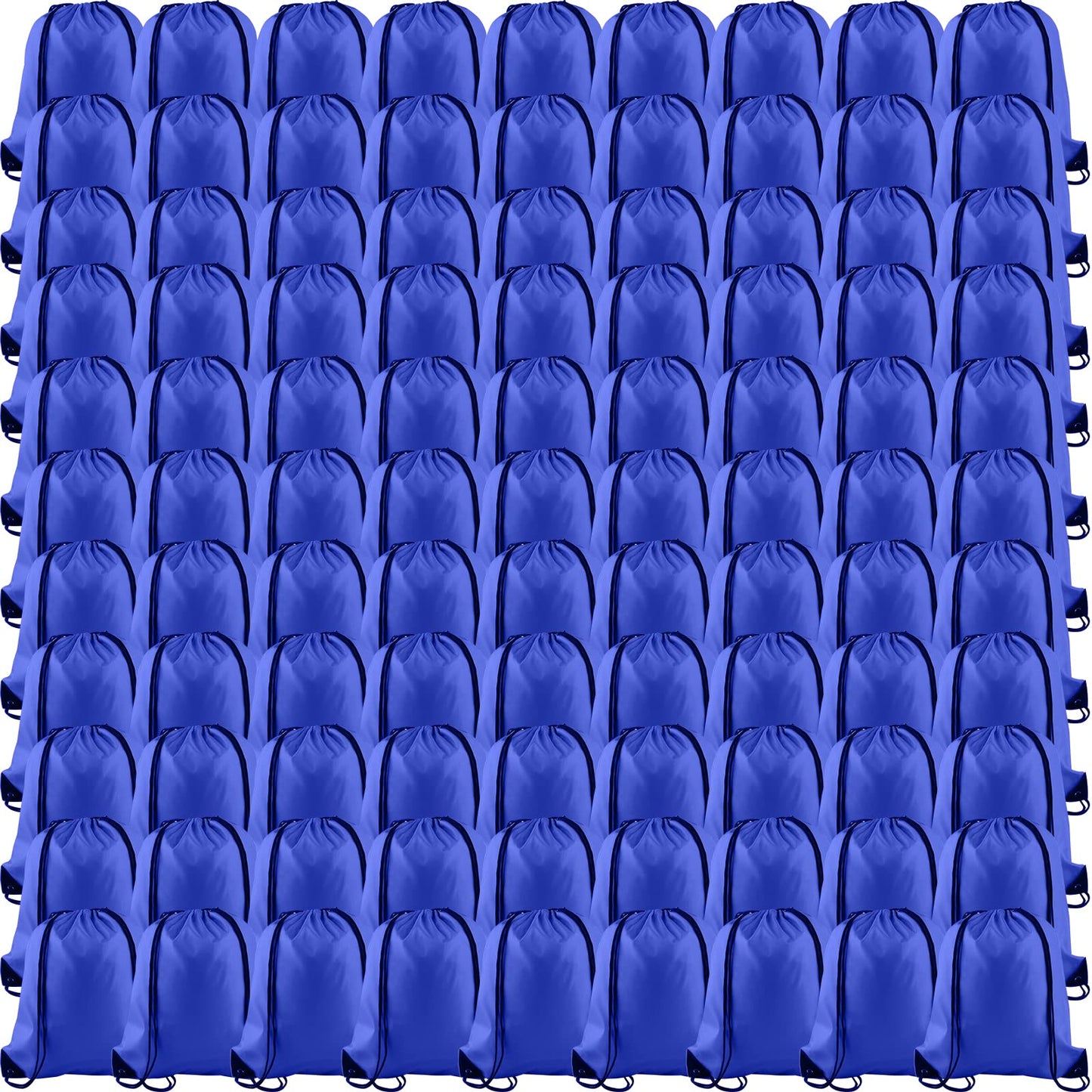 KUUQA 100Pcs Blue Drawstring Backpack Bag Sack Drawstring Bags Bulk String Bags Storage Bags for Sport Gym Traveling