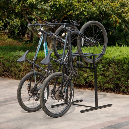 CXWXC 3/5 Bikes Stand Rack - Bike Storage Parking Racks Indoor/Outdoor - Bicycle Stand Garage for Parking Mountain Road Hybrid Bike, Fits Wheels up to 2.4" (For 3 Bikes)