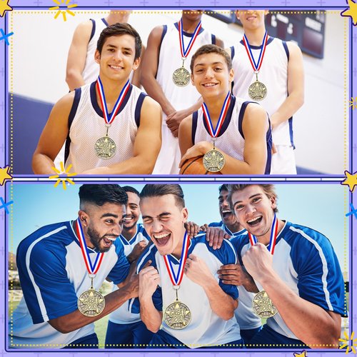Quelay 100 Pcs Award Medals Bulk 2 Inch Gold Winner Medals with Neck Ribbons for Sports Tournaments Competitions Party Favors(Great Job)