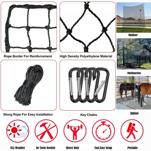AOLIGEIJS Baseball Softball Backstop Nets,Sports Net,Sports Netting Barrier,Sports Netting for Backyard,Twisted Knotted PE Net