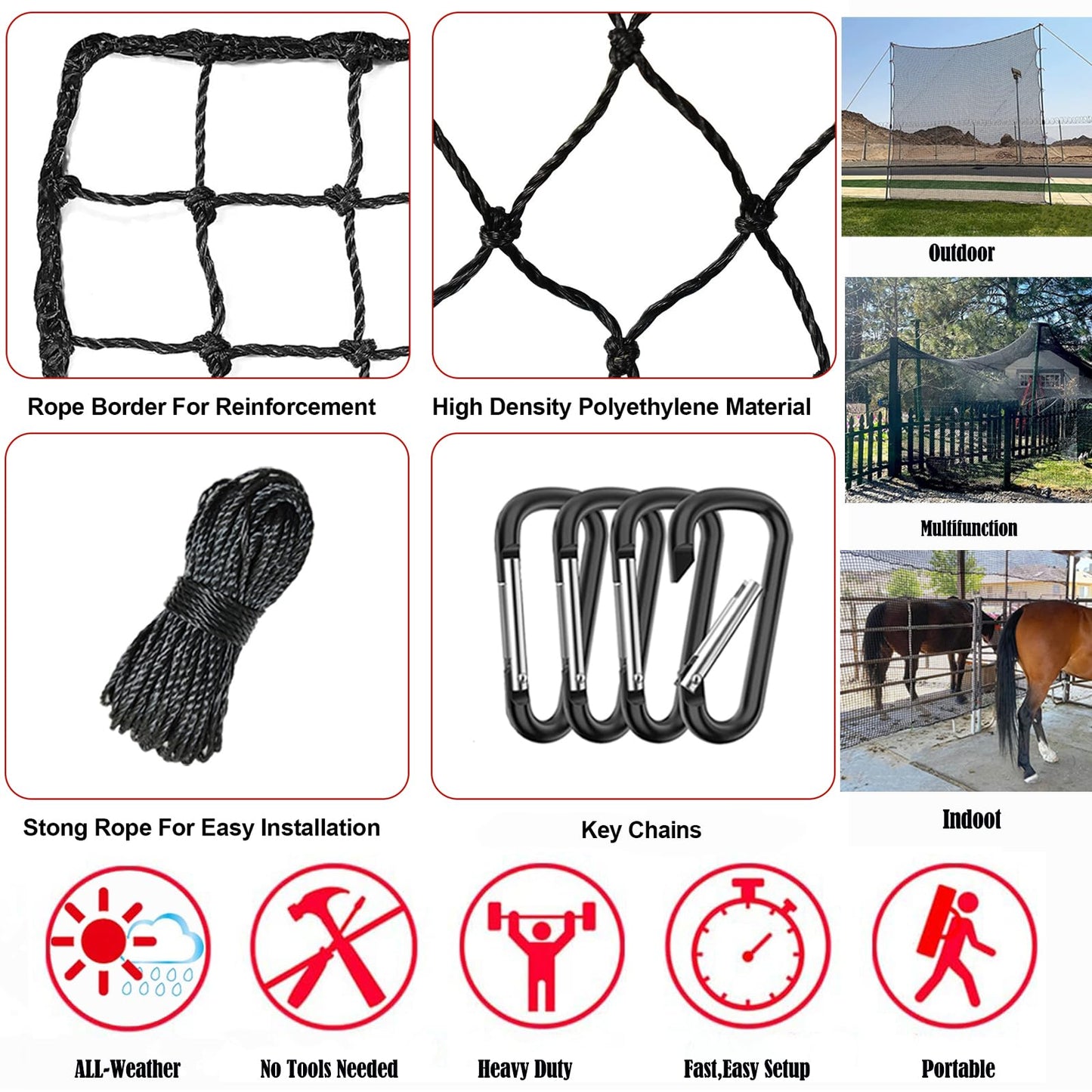 AOLIGEIJS Baseball Softball Backstop Nets, Heavy Duty Sports Netting