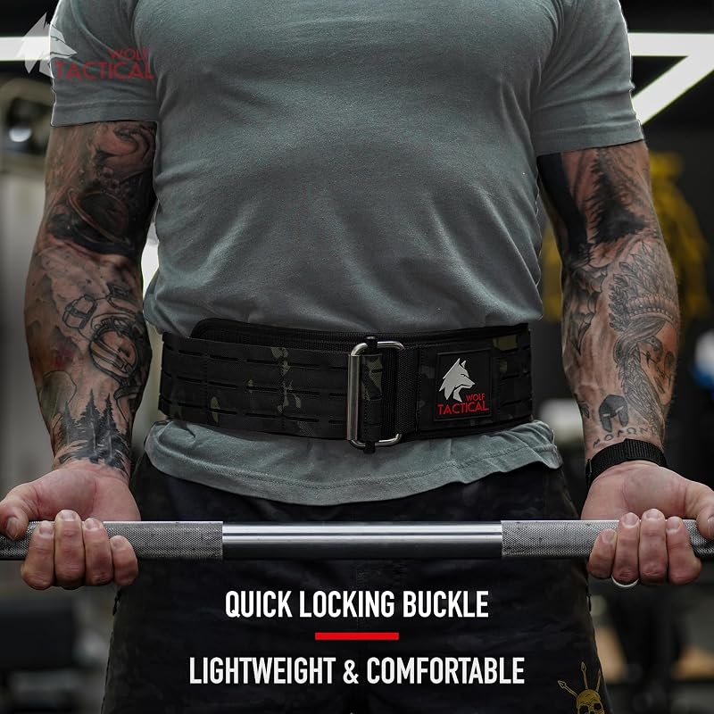 Wolf Tactical Weight Lifting Belt for Men – Black+M (31-36) for Powerlifting, Squats & Deadlifts