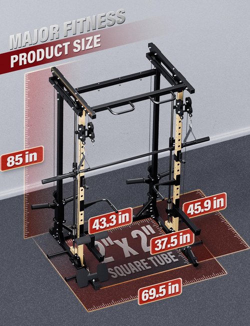 Major Fitness Drone3 Machine – All-in-One Home Gym Squat Rack with Weight Bar, Cable Crossover Machine – Heavy-Duty Fitness Equipment for Strength Training and Full-Body Workouts