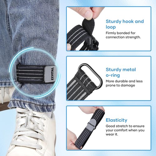 EXVITAL Cowboy Boot Straps Elastic Ankle Straps with Strenthen Hook and Loop Upgraded Military Blousing Straps Anti-Slip & Reflective Design Pant Leg Straps for Biking, Hiking, Fishing etc. 2PCS