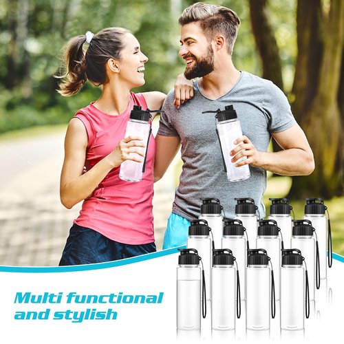 Olgaa 12 Pack Water Bottles Bulk 17 oz End of the Year Gifts for Students Kids from Teacher Reusable Leak Portable Plastic Sports Summer Drink Water Bottles with Handle Strap for Cycling Camping