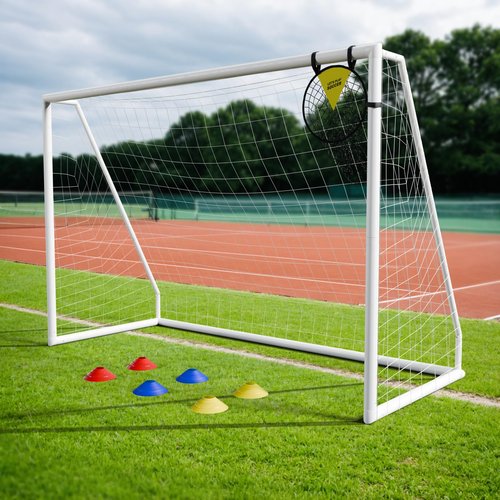Caprihom Soccer Goal for Backyard 10FTx 6.5F Outdoor Soccer Net with Top Bin Target Net Portable Goal Post Training Equipment